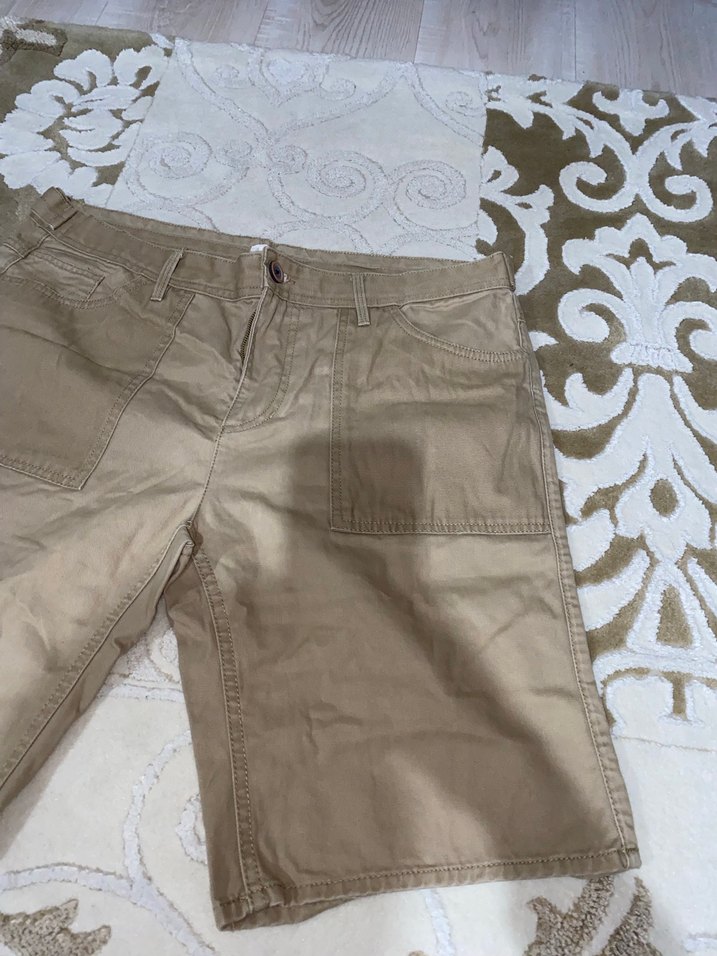 Bej Erkek Mini Pamuklu Rahat Kesim Şort (Bir beden büyük gibi) - Görsel 4