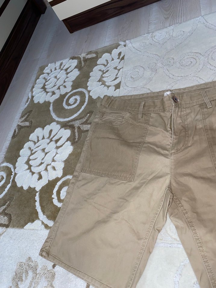 Bej Erkek Mini Pamuklu Rahat Kesim Şort (Bir beden büyük gibi) - Görsel 3