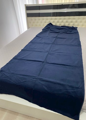 Koyu Mavi Çizgili Kadife Kumaş - Görsel 2