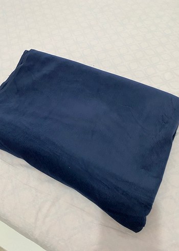 Koyu Mavi Çizgili Kadife Kumaş - Görsel 6