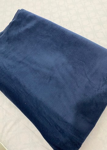 Koyu Mavi Çizgili Kadife Kumaş - Görsel 5