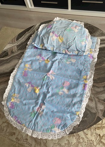 Pastel Mavi Bebek Uyku Seti Dantelli - Görsel 8