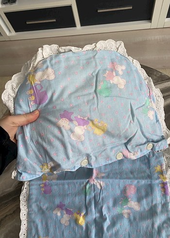 Pastel Mavi Bebek Uyku Seti Dantelli - Görsel 5