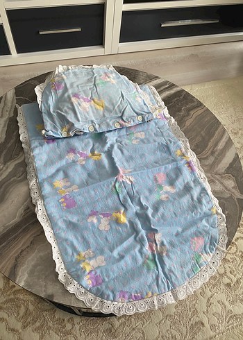 Pastel Mavi Bebek Uyku Seti Dantelli - Görsel 7