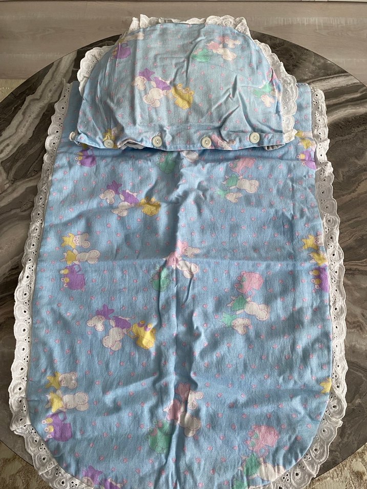 Pastel Mavi Bebek Uyku Seti Dantelli - Görsel 2