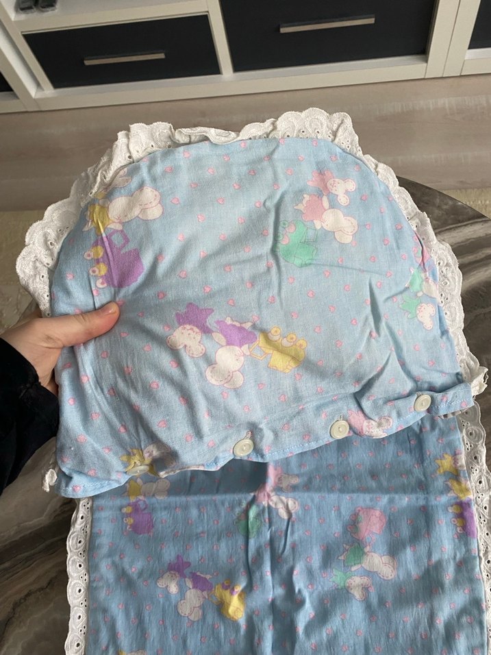 Pastel Mavi Bebek Uyku Seti Dantelli - Görsel 5