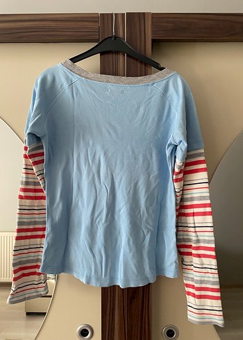 Kızlar için Uzun Kollu Mavi Tişört - Görsel 4