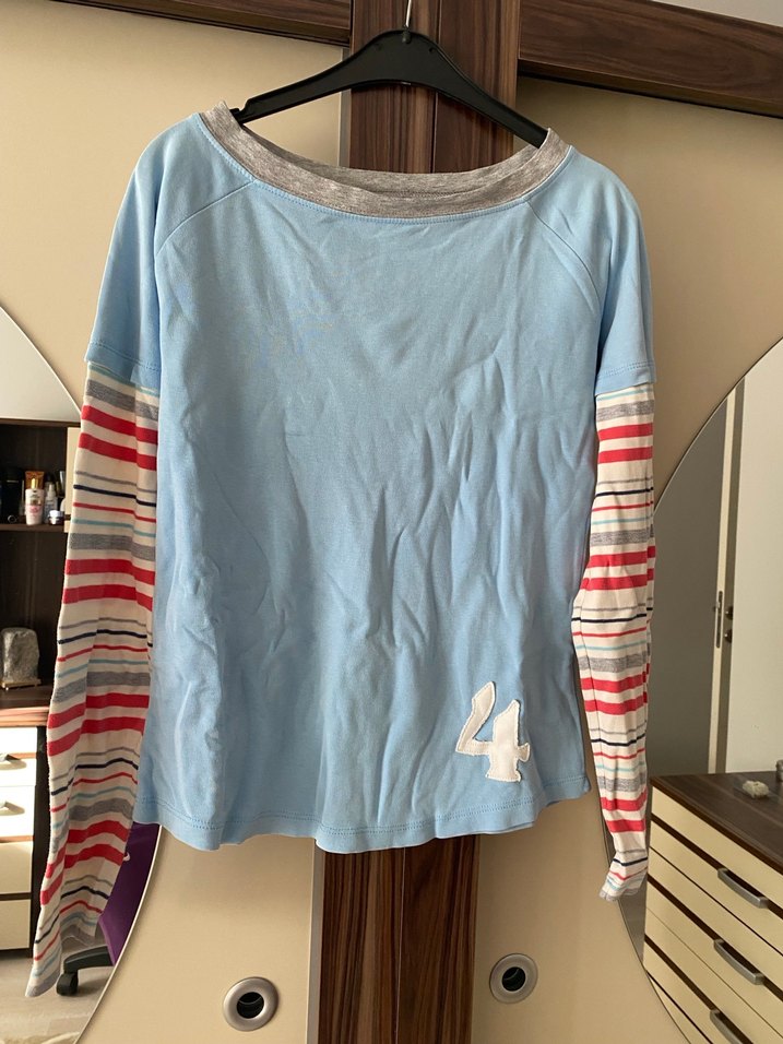 Kızlar için Uzun Kollu Mavi Tişört - Görsel 2