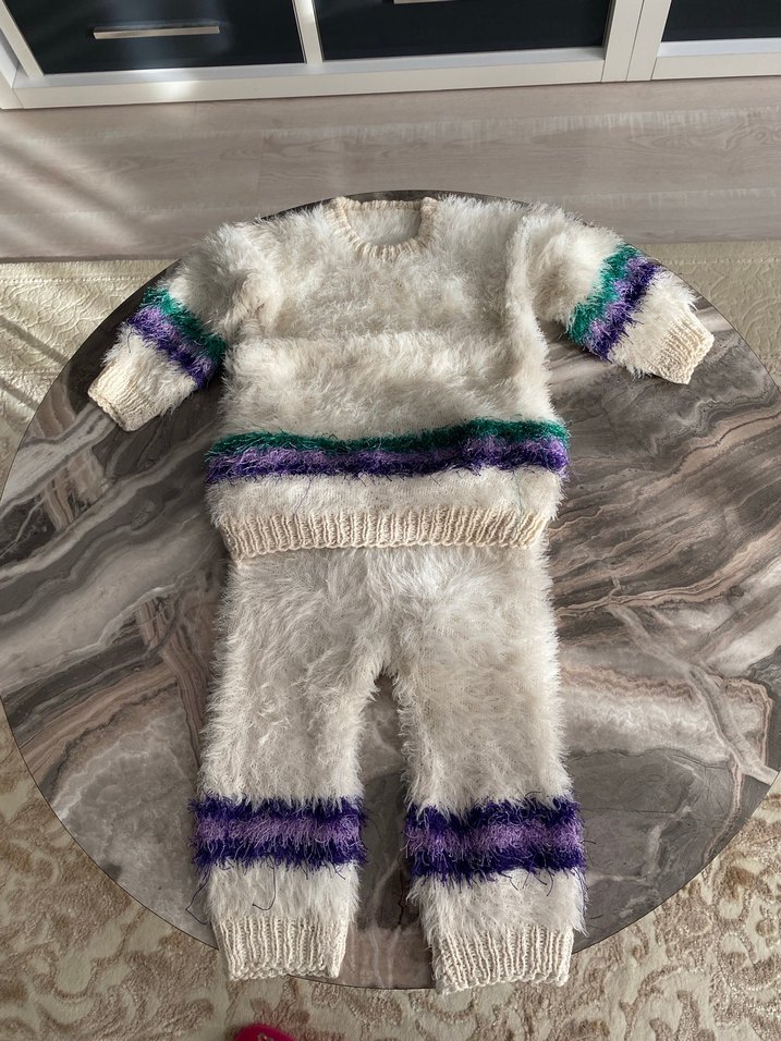 Gri Bağlama Desenli Kürklü Bebek Kız Tulumu - Görsel 2