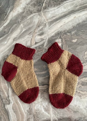 Bordo ve Bej Çocuk Çorabı - Görsel 3