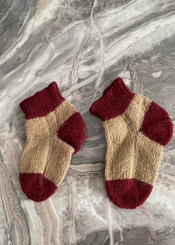 Bordo ve Bej Çocuk Çorabı - Görsel 2