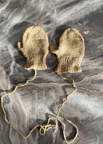 Kız Çocuk Bej Örgü Eldiven - Görsel 2