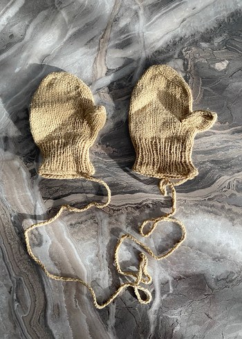 Kız Çocuk Bej Örgü Eldiven - Görsel 3