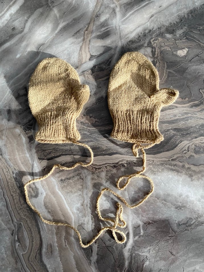 Kız Çocuk Bej Örgü Eldiven - Görsel 3