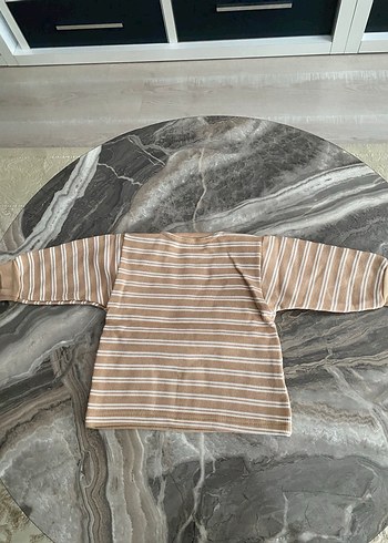 Kız Çocuk Kahverengi Çizgili Uzun Kollu Tişört - Görsel 3