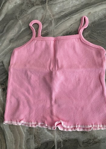 Nakışlı Pembe Kız Çocuk Triko Atlet - Görsel 3