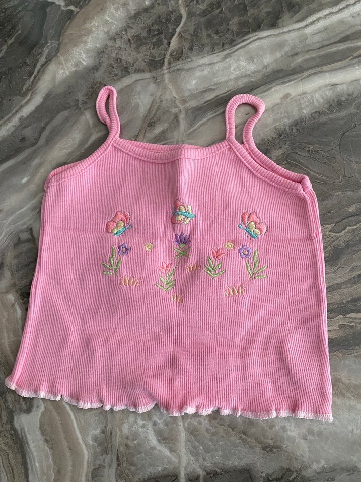 Nakışlı Pembe Kız Çocuk Triko Atlet - Görsel 2