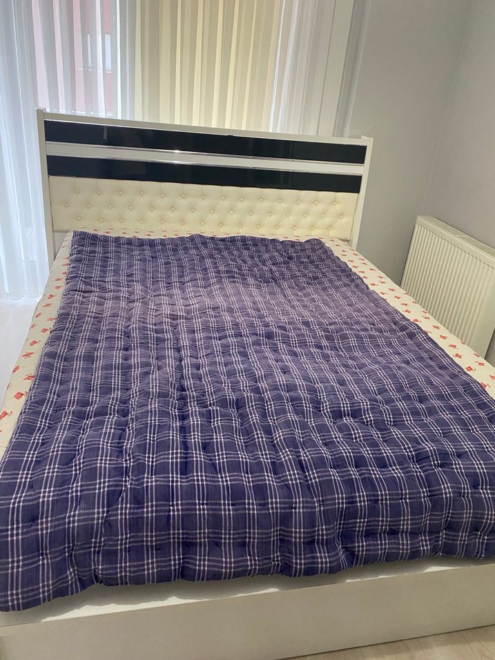 Koyu Mor Kareli Döşek - Görsel 3