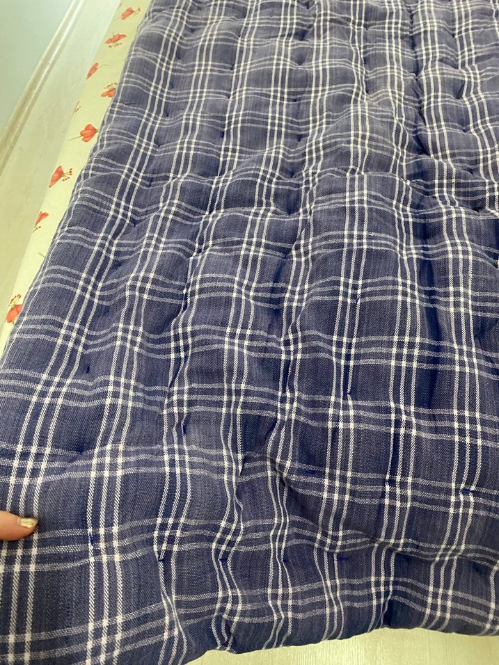 Koyu Mor Kareli Döşek - Görsel 4