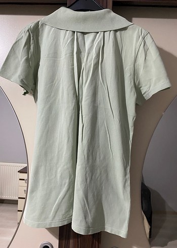 Yeşil Keten Düğmeli Yakalı Tşirt - Görsel 5
