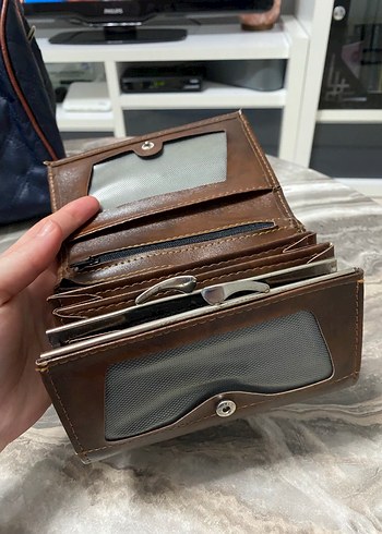 Kahverengi Deri Fermuarlı Kadın Cüzdanı - Görsel 6