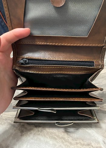 Kahverengi Deri Fermuarlı Kadın Cüzdanı - Görsel 4