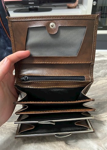 Kahverengi Deri Fermuarlı Kadın Cüzdanı - Görsel 5