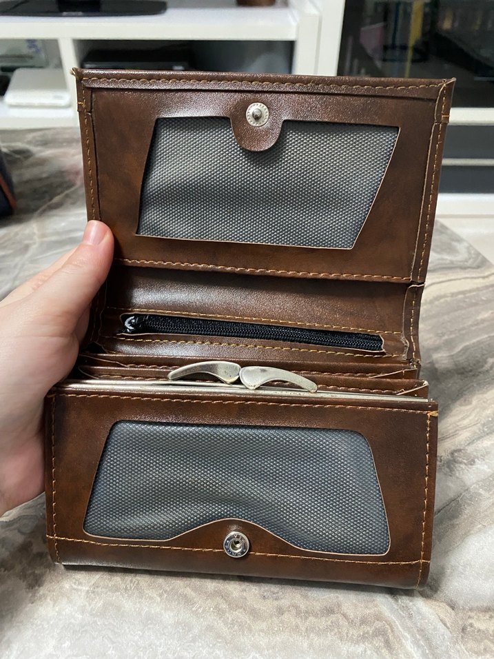 Kahverengi Deri Fermuarlı Kadın Cüzdanı - Görsel 3