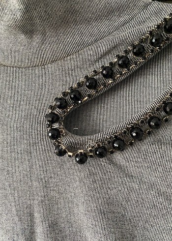 Gri Zincir Detaylı Balıkçı Yaka Kadın Kazak - Görsel 5