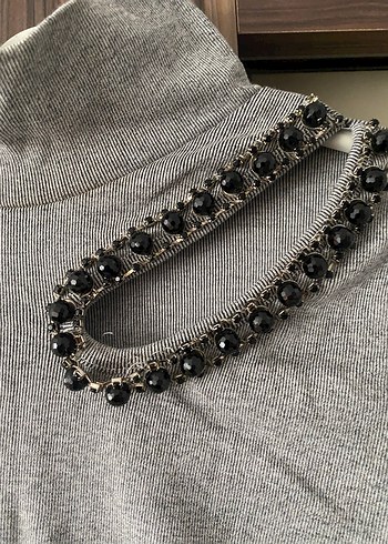 Gri Zincir Detaylı Balıkçı Yaka Kadın Kazak - Görsel 6