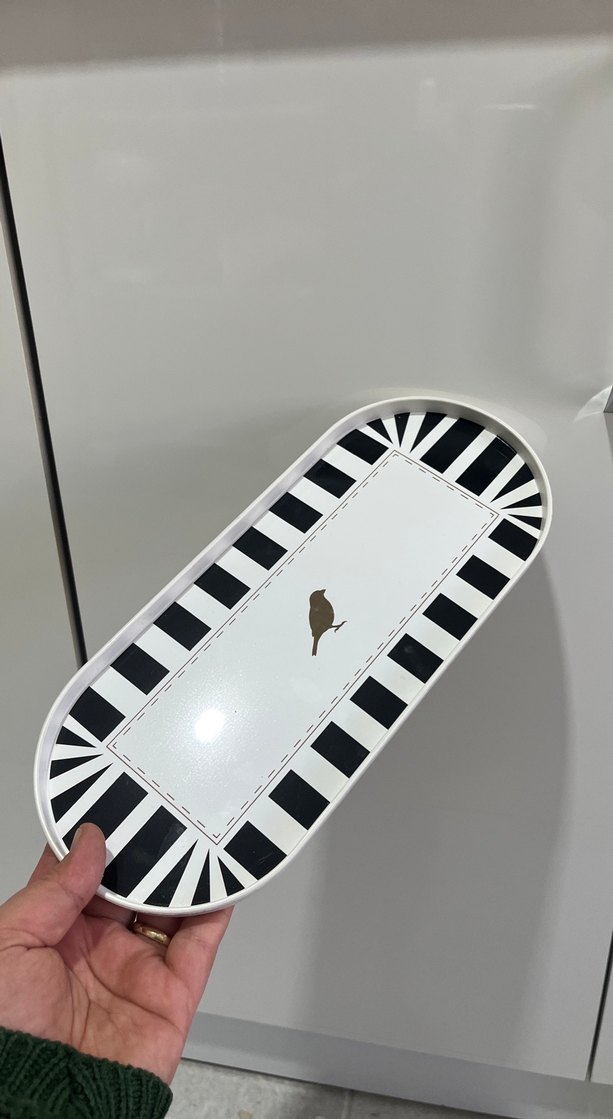 Beyaz Siyah Desenli Kuşlu Tabak Seti - Görsel 2