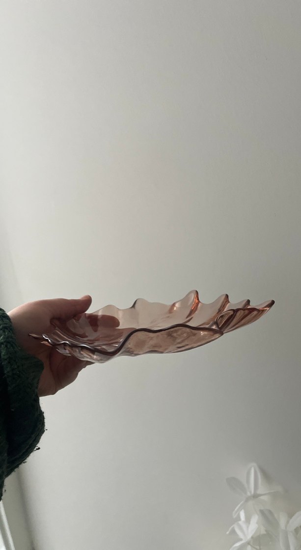 Vintage Bej Yaprak Şeklinde Tabak - Görsel 2