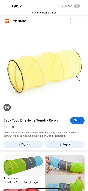 Beden BABY TOYS EMEKLEME TÜNELİ