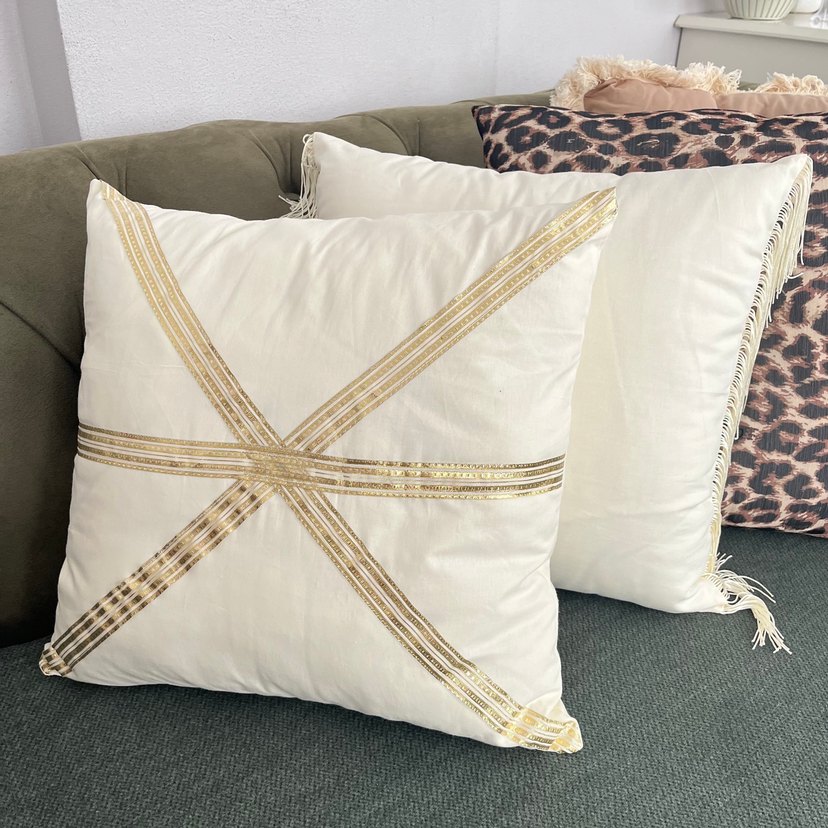 Nakışlı Bohem krem Dekoratif Yastık - Görsel 2