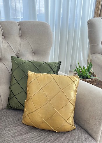 Modern  Parlak Haki gold Kırlent - Görsel 2