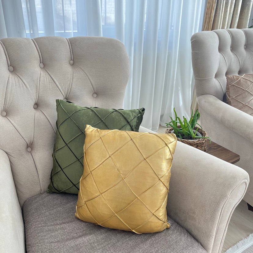 Modern  Parlak Haki gold Kırlent - Görsel 2