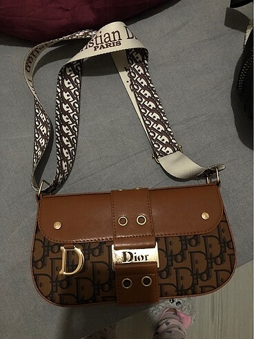 Dior taba kahve rengi deri kol cantasi