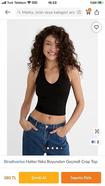 bershka halter yaka siyah crop top