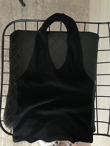 Bershka bershka halter yaka siyah crop top