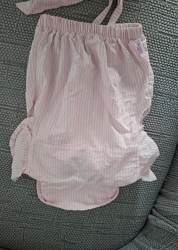 Kız Çocuk Pembe Keten Fırfırlı Kısa Kollu Gömlek - Görsel 3