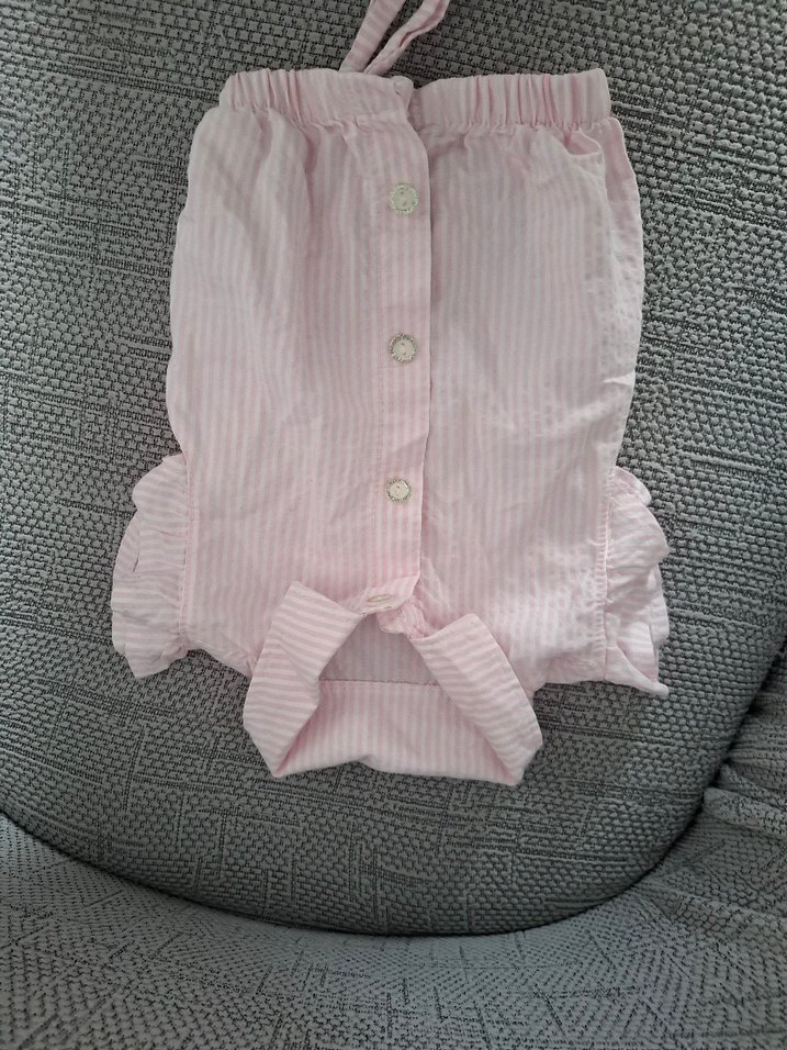 Kız Çocuk Pembe Keten Fırfırlı Kısa Kollu Gömlek - Görsel 2