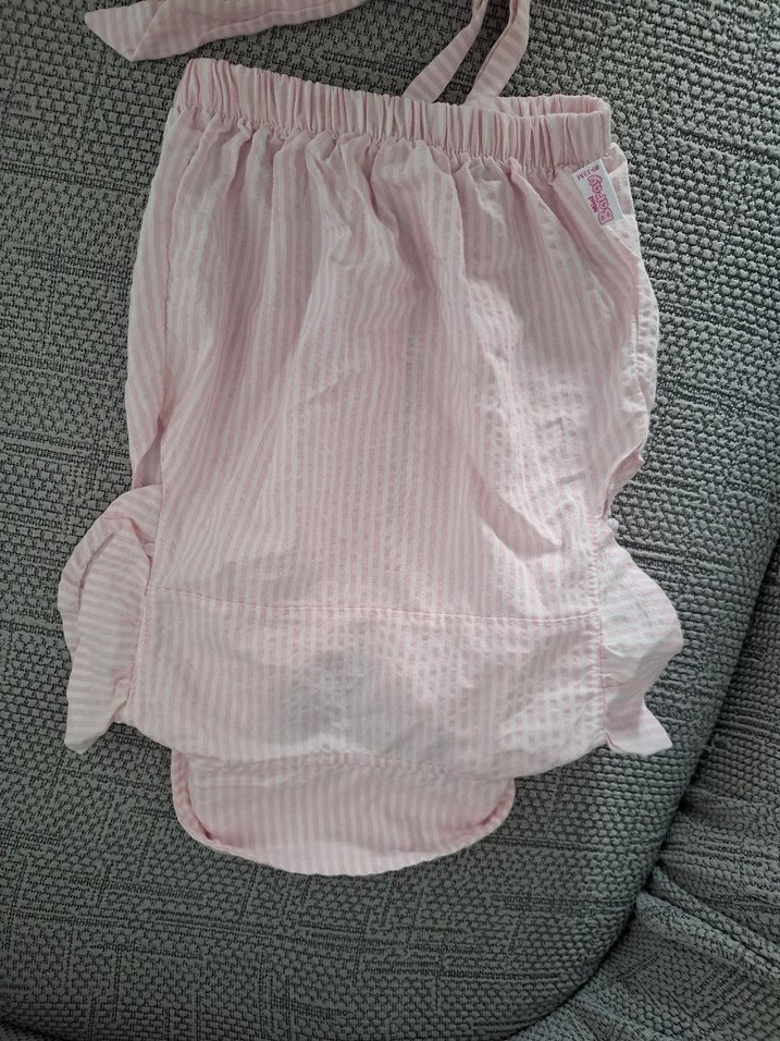 Kız Çocuk Pembe Keten Fırfırlı Kısa Kollu Gömlek - Görsel 3