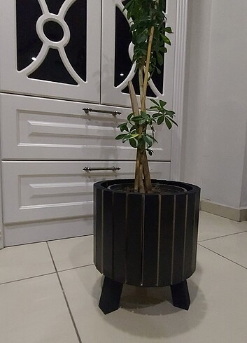 Siyah yuvarlak saksı