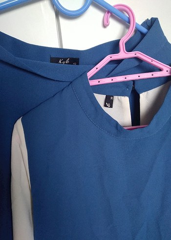 Mavi Piliseli etek bluz takım şal hediyeli - Görsel 2