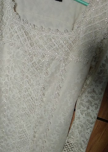 Dantel Detaylı Beyaz Bohem Uzun Kollu Bluz - Görsel 3