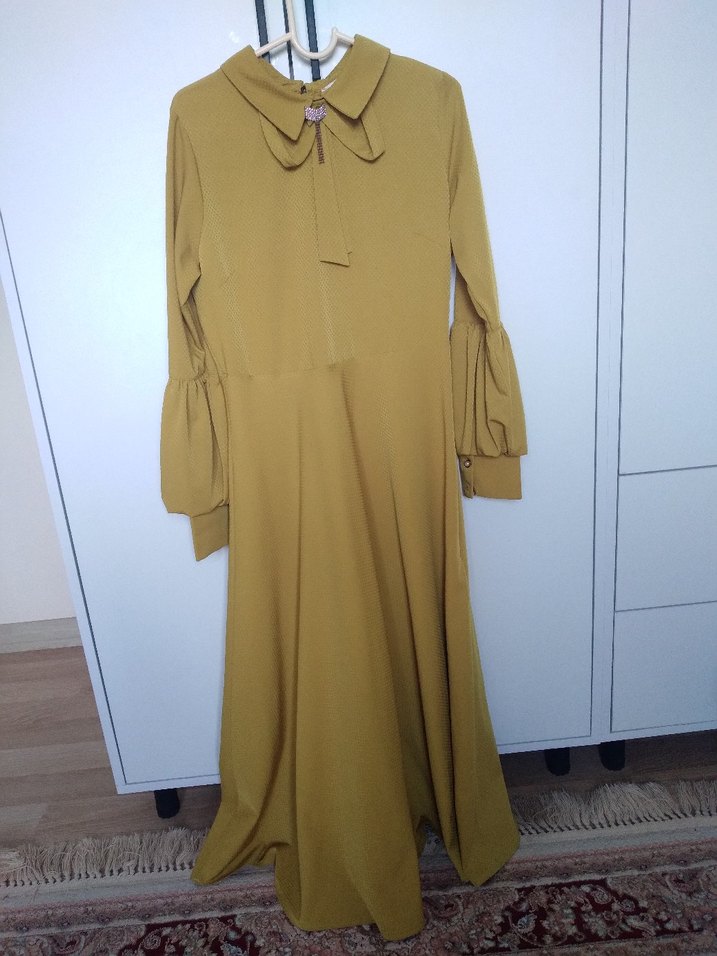 yesil Uzun Kollu Salaş Elbise - Görsel 2