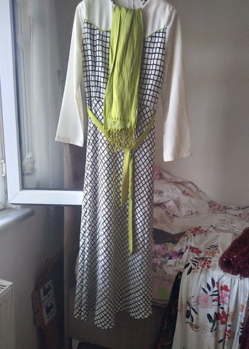 Uzun Ekose Desenli Bohem Kadın Elbise - Görsel 2