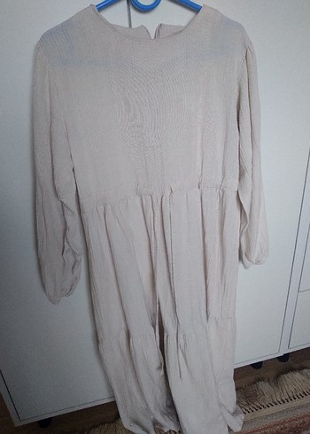 Bej Kadın Uzun Keten Elbise - Görsel 2