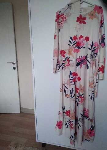 Çiçek Desenli Uzun Bohem Elbise şal hediyeli - Görsel 2