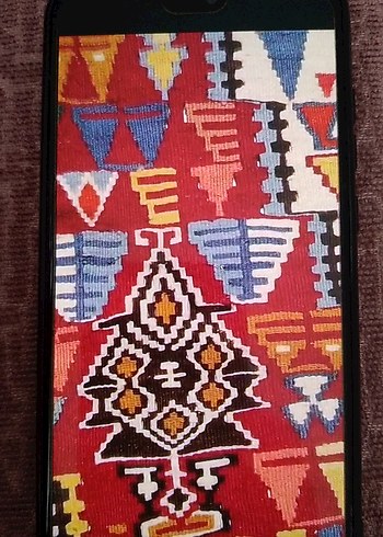 Koyu Tonlu Çok Renkli Desenli Halı kök boyası hakiki el dokumasi - Görsel 7